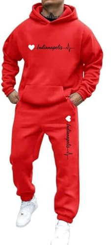 Udbeksid Tuta Uomo Completo Da Felpata Completa Invernale 2 Pezzi Set con Cappuccio e Pantaloni Coulisse Sportiva Maniche Lunghe Abbigliamento Termica Jogging Leggera Suit Stampa Tute Casual