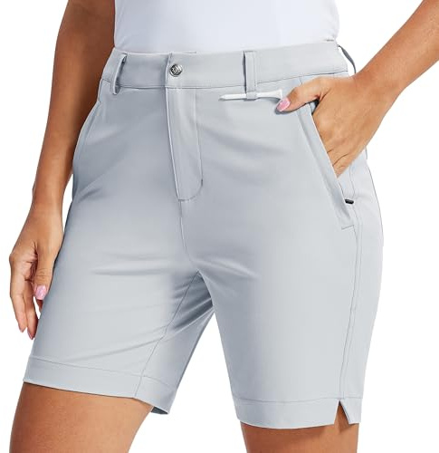MoFiz Women's Walking Golf Shorts 7 Stretch Work Bermuda Shorts | Quick Dry, Water Resistant, UPF 50 Outdoor Shorts ideal for Golf, Hiking, Travel, Work, Business, Office or Daily wear.