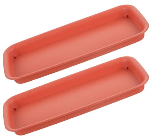 GAROZATION Lot de 2 Soucoupes Rectangulaires en Plastique Couleur Brique 40 Cm pour Pots de Fleurs D’intérieur, Plateau Récupérateur D’Eau Anti-Fuite pour Jardinières, Accessoire Pratique