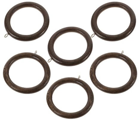 Beatifufu Anillas de Madera para Cortinas, 6 Piezas, Anillo Circular para Barra de Cortina, Instalación Fácil, Uso Versátil en Ventana
