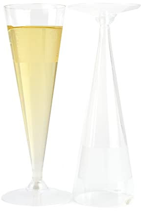 PZ 120 CALICI FLUTE CHAMPAGNE PROSECCO TRASPARENTI BICCHIERI PLASTICA FLUTES HAPPY HOUR APERITIVO APERICENA