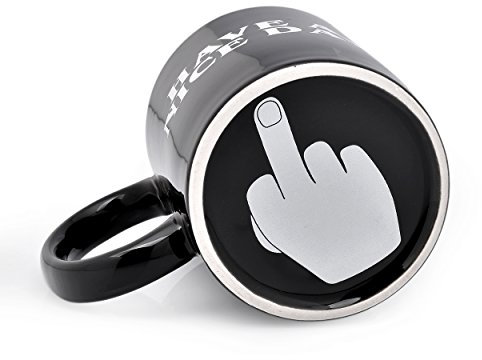 Have A Nice Day Mug Middle Finger Mug 300 Millilitre Ceramic Coffee Cup Funny Birthday Present (Black)