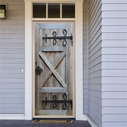 FLFK Porte Ancienne rétro Autocollant Porte Affiche 3D pour Cuisine Chambre Salle de Bain Auto-adhésif Amovible Murale Décoration 77X200cm