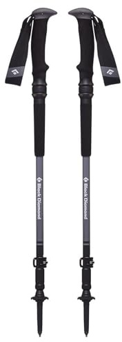 BLACK DIAMOND Trail Pro Shock Trekking Poles (Pair) | Lightweight Collapsible Aluminum Hiking Sticks | Comfort Grips and Shock Absorbers | for Backpacking, Walking, Camping | Granite