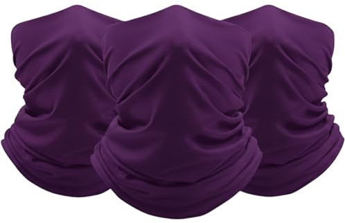 FUN FAN LINE - Confezione da 3 Scaldacollo Multifunzione per Uomo e Donna | Bandana Tubolare Termica Invernale per Moto, Ciclismo, Running e Trekking | Foulard Fascia per Capelli (Viola)