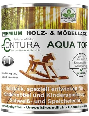 Contura Lack für Kinderspielzeug und Kindermöbel DIN EN71/3 Speichelecht schweißecht Klarlack Möbellack Holzlack (MATT)