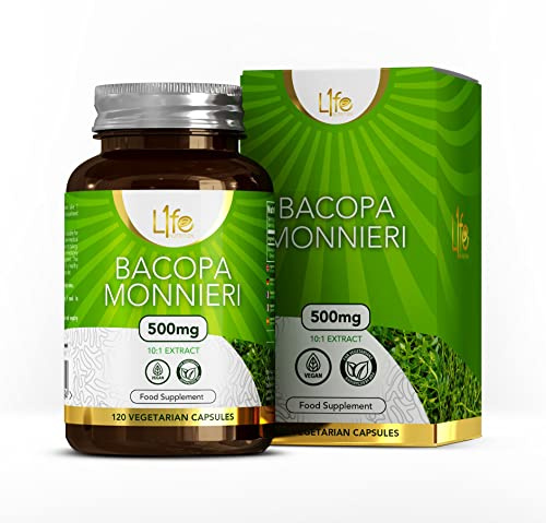 LN Bacopa Monnieri | 120 Capsulas Veganas de Bacopa, Extracto de Brahmi de Alta Potencia - 500mg Cápsulas | Sin OGM, Gluten, Lácteos ni Alérgenos | Fabricado en el Reino Unido