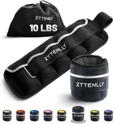 ZTTENLLY Justerbara ankelvikter 1 till 2/5/10/9 kg par med bärväska – andningsbara tyger, reflekterande trim – styrketräning ben handledsarm fotled promenadvikter set för kvinnor män barn ..