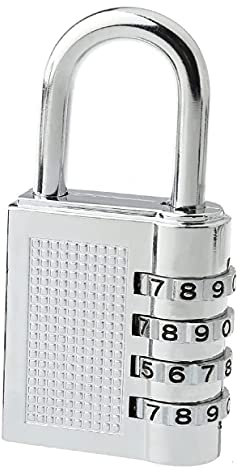 2pcs 4 Digit 40mm Combination Padlock Suitable for Gym Lockers, School, Travel Bags, Shed Doors, Gates, Backyard Fences, Bicycle Chain, Hasp Lock (Silver)