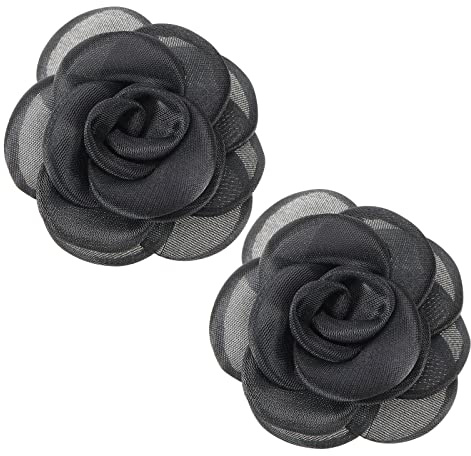 Create idea 2pcs Rose Fleur Clips de Chaussures Boucles de Chaussures Charmes Décoratifs Amovible Boucle de Chaussure Accessoires pour Femmes Dame Filles 6.5cm, Noir