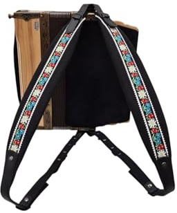 Generisch Steirische Harmonika Riemen Profi – Edelweiss Schwarz – gepolsterte, verstellbare Trageriemen für Erwachsene – bequeme Schultergurte – hochwertiges Zubehör für Harmonikaspieler & Tracht