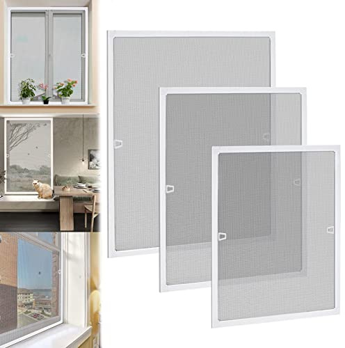 LZQ Fliegengitter Fenster Fliegenschutzgitter Insektenschutz mit Alurahmen, Mückennetz Fenster Mückengitter Gitter ohne Bohren und Schrauben 80×100cm, Weiß