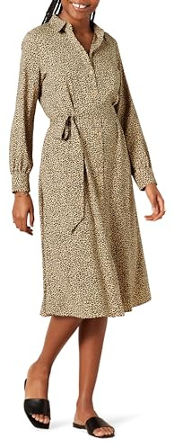 Amazon Essentials Damen Langärmliges Midi-Hemdkleid aus Georgette