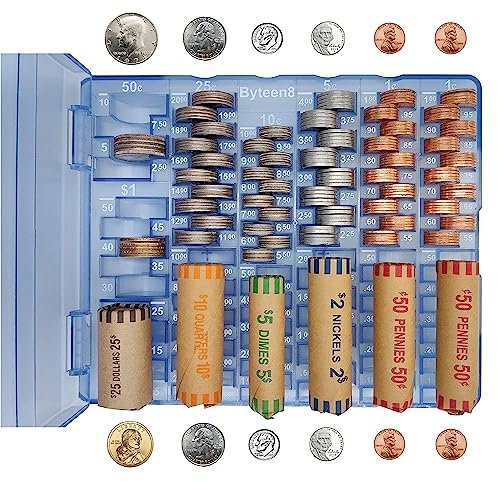 Byteen8 Münzzähler Münzsortierer Tablett mit Abdeckdeckel, transparenter Münzbank-Münzhalter für alle Münzen, Wechselsortierer, Wechselzählmaschine, einfach zu bedienen & genau für Bankkassierer