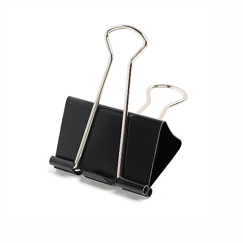 POERMA 60 Stück Foldback Klammern, 25mm Papierklammern Metall Binder Clips | Binder-Clips aus Metall, Binder Clips für Schule, Heimbedarf, 12 pro Box, 5 Boxen