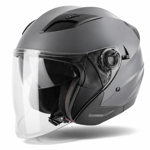 VINZ Calobra Jethelm mit Sonnenblende und Visier | Roller Helm Motorradhelm | ECE 22.06 Zertifiziert | in Gr. XS-XXL