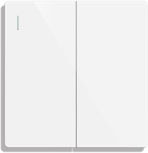 ZFQ Big Rocker Button Switch White Wall Panel Electrical Double Light Switch, 2 Gang 1 Way, 10A 250V