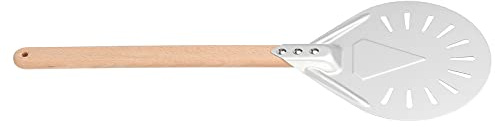 Spatule à Pizza Ronde en Bois, Poignée de Ceinture Perforée, Poignée Antidérapante en Alliage de Bois Composite 41Cm Petite pour les Pelles à Pizza Courtes (Pelle à pizza