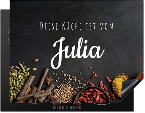 KitchenYeah© Herdabdeckplatte Personalisiert Einteilig Ceranfeld | 51.6L x 57.6B cm - Abdeckplatte Küche Deko Ceranfeldabdeckung Anti Rutsch Matte Aufrollbar diese Küche ist von - Name