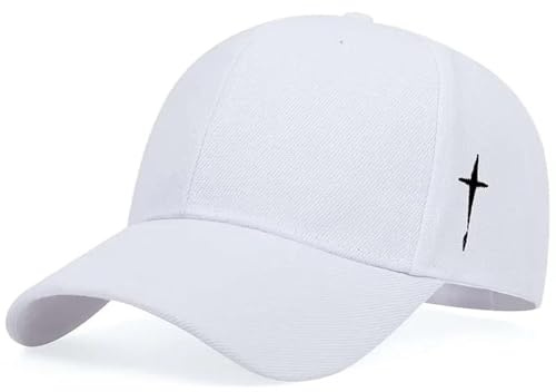 WAOCEO Herren Kappe Hut Unisex Einfaches Kreuz Wasser Tropfen Stickerei Baseball Kappen Frühling Herbst Outdoor Verstellbar Freizeit Hut Sonnenschutz Hut Verstellbar Weiß
