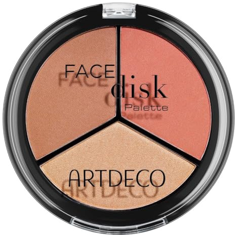ARTDECO Face Disk Palette | 3 in 1 Puder Palette: Highlighter, Bronzer & Rouge, 1 x 1 Stk