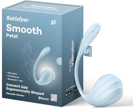 Satisfyer Smooth Petal Connect App | G-Punkt-Vibrator | Wiederaufladbar | Tragbares Sex-Spielzeug für Damen | Hautfreundliches Silikon in Farbe Hellblau | Sex Spielzeug für Frauen | Erotik | Sex Toys