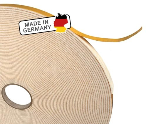 Filzband selbstklebend 5 mm breit, 1,5 mm dick, 5 m lang, weiß, vielseitiger Filzstreifen - Ideal als Dichtungsband für Fenster und Türen oder als Klapperschutz