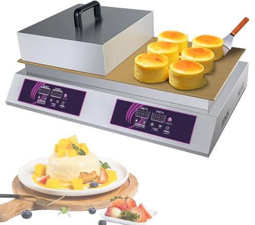 Hydravex Macchina per Pancake elettrica, Macchina per Pancake Antiaderente, Macchina per Muffin Commerciale in Acciaio Inossidabile Adatta per preparare soufflé, Pancake, Muffin e Waffle,DoubleHead
