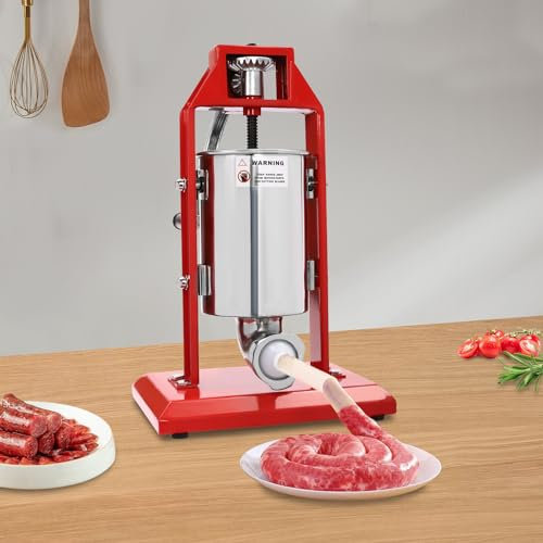 3L Sausage Stuffer Machine with Vertical Stuffer Nozzles, Manual Sausage Press Machine, Vertical Meat Stuffer – 4 Stuffing Tubes