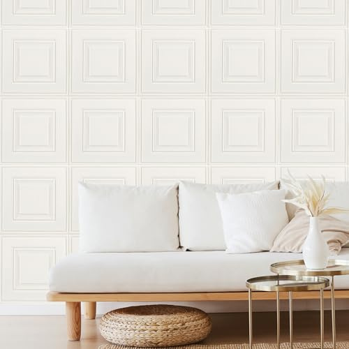 Tarwanear Self Adhesive Wall Tiles 20PCS 3D Wall Panels 70×77cm 3mm White Square Wallpaper Wall Panels Foam DIY Waterproof XPE Foam Panel Thicken Wall Stickers for Kitchen Living Room Bedroom