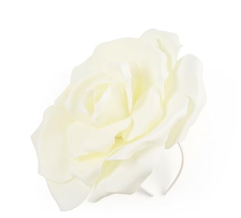 LDFWAY Fascinator mit großer Blume, Derby-Hut, Hochzeit, Abschlussball, Rose, Fascinator, Hut, Teeparty, Kopfschmuck mit Stirnband-Clip, Beige, Large