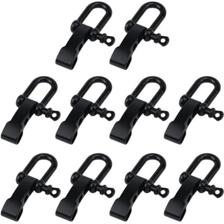 Ronlok 10 Stück Schäkel-Schnallen, Paracord-Armband, Schäkel-Verschluss, , verstellbar, für Survival-Armband, schwarz