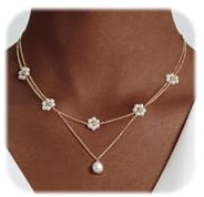FloralGrace 1 Stück Gold Plated Daisy Perlendesign Choker Set für Damen und Mädchen - Gold Plated Messing mit Goldvergoldung - Multicolor Blatt Perlen - 40,64 cm - Geschenkbox