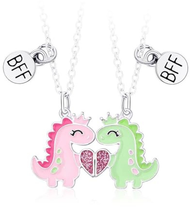 JEYORZY 2 Freundschaftshalsketten mit Anhänger, beste Freunde, Geburtstagsgeschenk, Halskette, schöne kleine Dinosaurier-Halskette, Damen-Halskette, Freundschaftskette für 2 Mädchen, Freundschaft