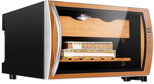 PP-Vic 25L Electric Cigar Humidor, Desktop Humidor, 25L Electric Cigar Refigeration, Thermoelectric Humidor With Glas Door for Men,Gold