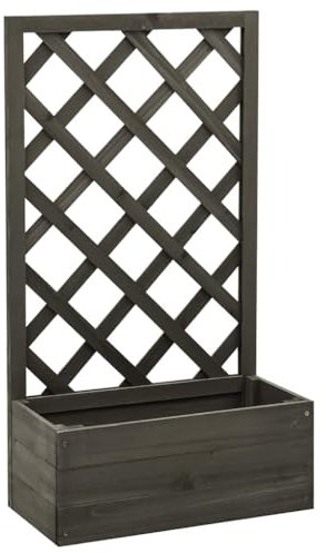 ARTIKEL-GARDEN Rankkasten grau 50x25x90 cm massives Kaminholz Rasen & Garten Gartenarbeit Töpfe & Pflanzgefäße