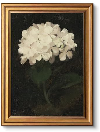 ARPEOTCY Vintage Goldener Rahmen Wandbilder Wohnzimmer, Wanddeko mit Blütenmotiven, Leinwand Bilder Wandbilder für Wohnzimmer & Schlafzimmer, Eine weiße Blume 40L x 30W cm