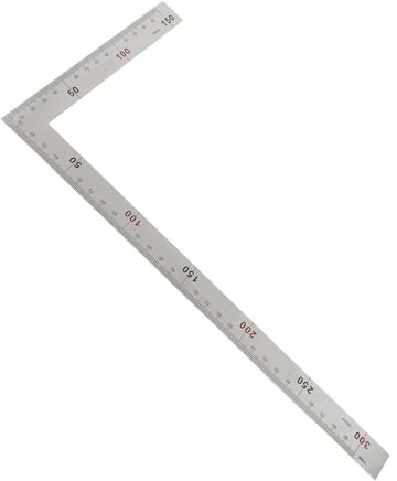 Richtiger Lineal aus Rostfreiem Stahl, Doppelseitiger Schneidführer, Einfach für Maßnahmen Innerhalb und Außenwinkel, 300 Mm*150 Mm, mit Roter und Schwarzer Farbwortmarke auf der