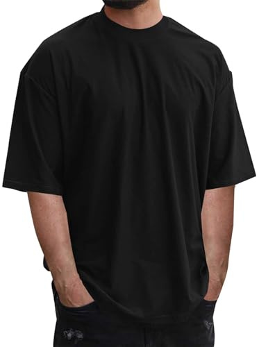 T-shirt för män rund hals kortärmad överdimensionerad t-shirt män, lösa sommartoppar T-shirt sport casual långa toppar lös passform kortärmad topp lätt andningsaktiv fritidsskjorta sommarskjorta