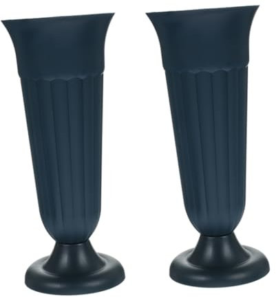 Healifty Lot De 2 Jardinières D'urne Vert Foncé Support, Pots De Fleurs D'extérieur en Matériau Résistant pour Cimetière, Vases Commémoratifs pour Tombeaux, Décoration Funéraire