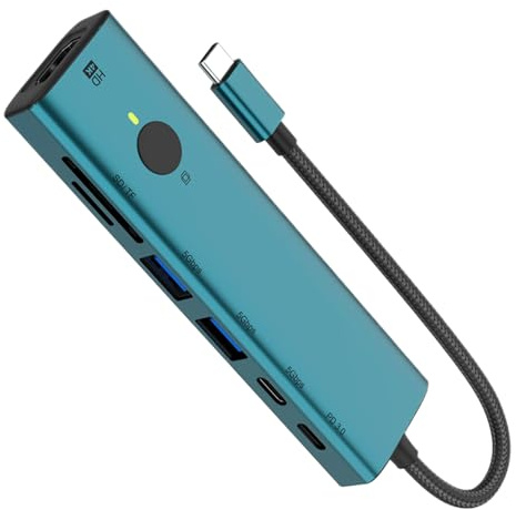 Concentrador USB Adaptador USB 3.0 | Concentrador Portátil 7 Puertos 5Gbps con Función de Apagado de Pantalla para Monitor Portátil PC