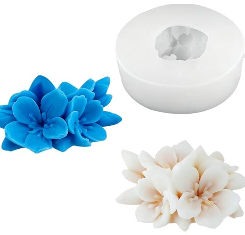 lrgnixs Moldes de silicona para velas, molde de silicona en 3D, forma de flor de cerezo, molde de silicona, moldes de silicona, velas DIY, jabones, resina epoxi, molde de construcción, forma de flores