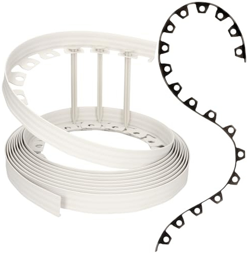 GARDENIX Bordo flessibile per prato in plastica, grigio chiaro, 10 m, 20 ancore, altezza 4 cm, resistente alle intemperie, bordo rotondo per aiuole, per giardini e robot tosaerba