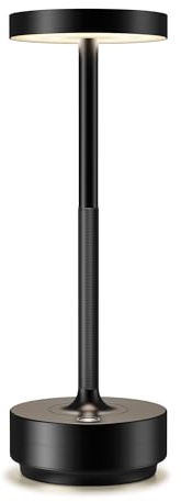 SLSMD Lampada da tavolo senza fili LED Ricaricabile Dimmerabile 5000mAh 3 Modalità di Luce Uso Interno/Esterno batteria Lunga Durata Trasportabile USB-C Lampada da tavolo (Nero)