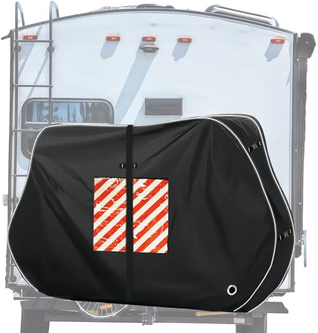 Fahrradabdeckung, wetterfeste Schutzhülle, 600D Oxford-Gewebe, für 2 Fahrräder, Caravan-/Camping-Gepäckträger, passend für Volkswagen California (T6.1/T7), Skoda Kodiaq, BMW X3/X5 (Schwarz)