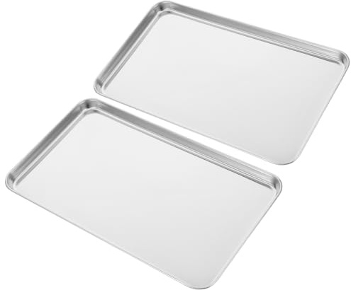 ANDRESLAD Plaque de Cuisson en Acier Inoxydable Cabilock 2pcs pour Barbecue et Pâtisserie, Plateau la Cuisine Résistant et Adapté la Cuisson Four