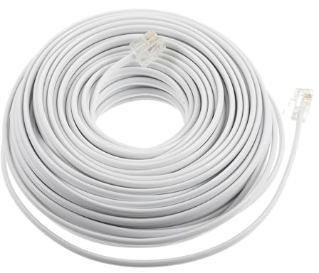 Hemobllo Cavo Di Prolunga Telefonica Rj11 6p4c 20 Metri Bianco Per Telefono, Fax e Modem Connessione Di Rete Fissa e Protezione Audio Esterna