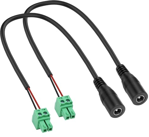 XMSJSIY DC 5.5mm x 2.1mm to Phoenix Terminal Adapter Cable - 30CM/11.8inch | DC 5521 Female to 15EDGK 2-Pole 3.81mm/0.15inch Pitch Circuit Board PCB Screw Terminal Block for CCTV Security Camera