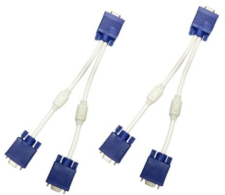 LRXIYODE Cable Divisor Vga 0,3m 1 Macho a 2 Hembras para Monitor, Adaptador De Vídeo Doble para Computador y TV, Compacto y Práctico, Color Negro, Adecuado para Conexión Múltiple