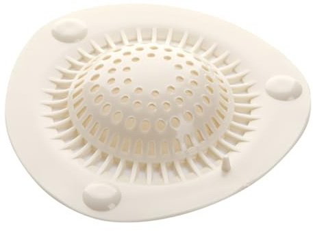 Didiseaon Lot de 4 Filtres à Cheveux en Silicone Ventouse pour Bonde de Sol Crépine D’Évier Cuisine et Salle de Bain Bouchon Anti-Bouchage Blanc Grand Format Lavabo